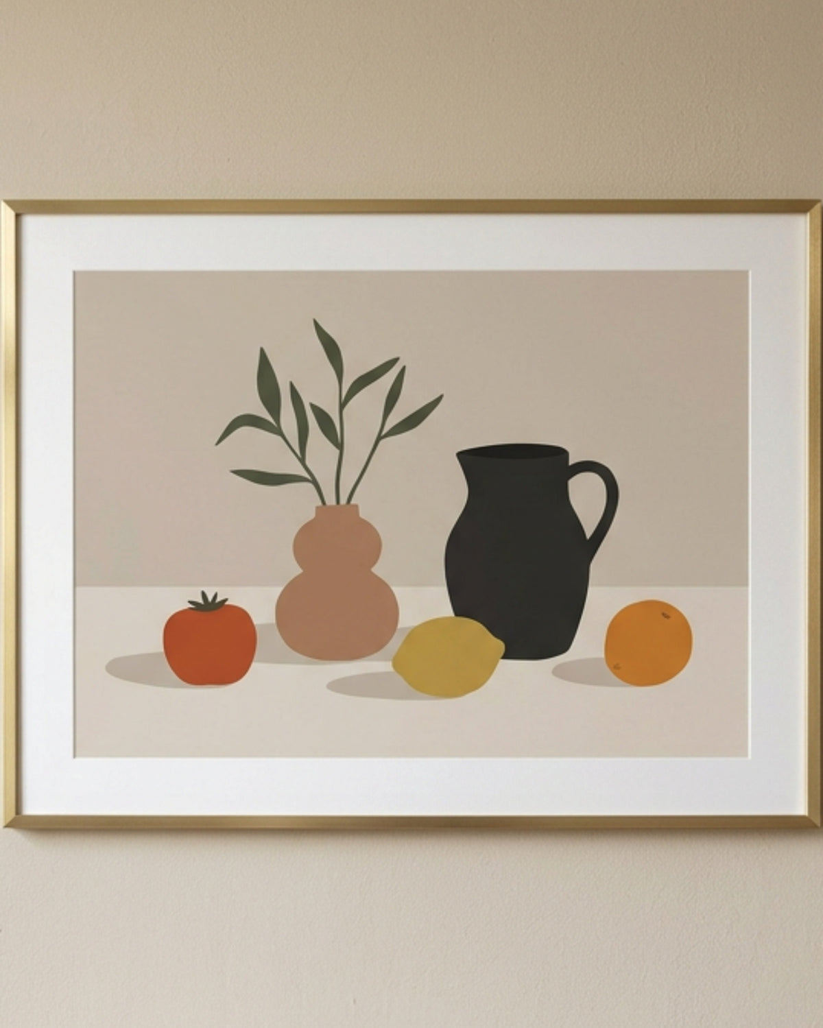 Pvre Graphic Still Life Fine Art Print 18 x 24 in Brushed Brass Frame - Lifestyle view