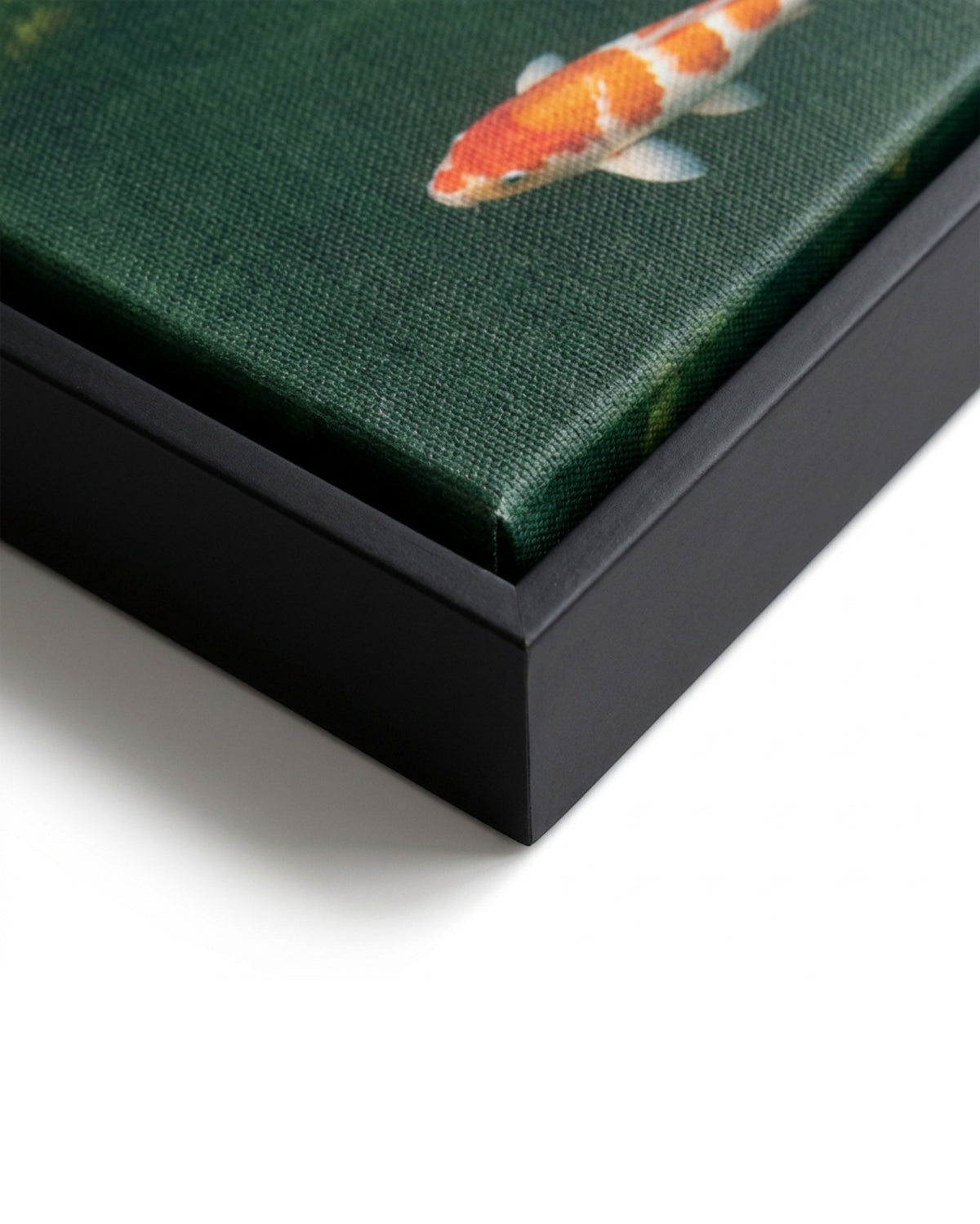 Pvre Koi Pond Panoramic Canvas Wall Art 40 x 16 in Black Float Frame - Detail view