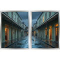 Pvre Rain Evening Streetscape Wall Art 16 x 20 in Silver Frames Set of 2 - Product view